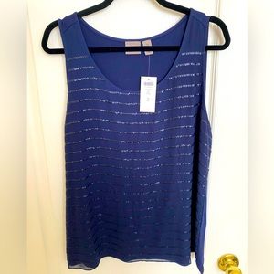 NWT Chico’s sleeveless shirt, Size 2 (large) navy blue.